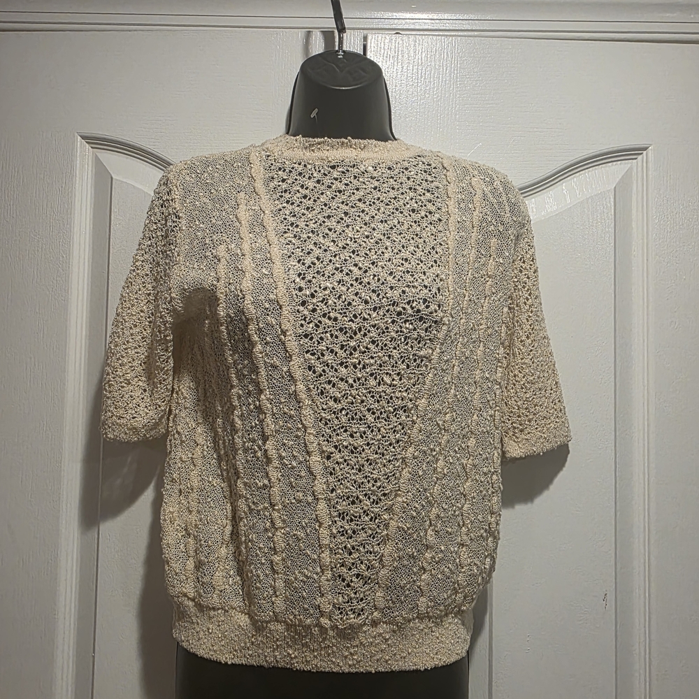Zara Cream Textured Knit Sweater